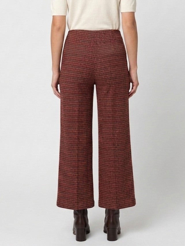 Cranberry Check Wide Leg Crop Pant