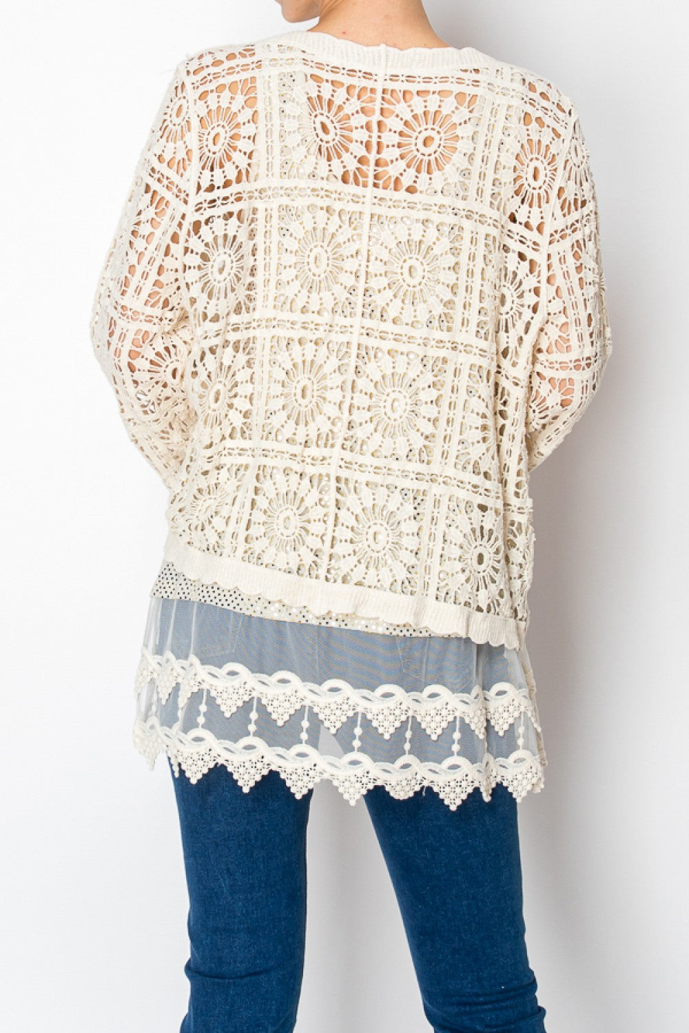 Cropped Crochet Cardigan with Buttons