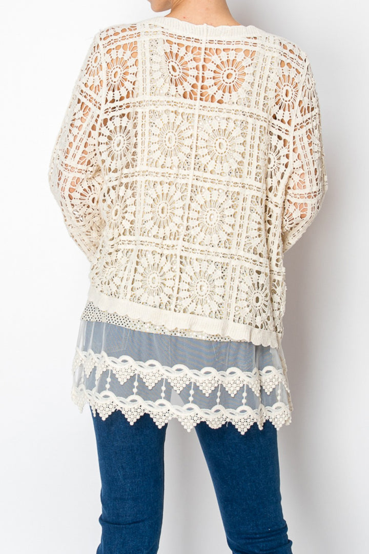 Cropped Crochet Cardigan with Buttons