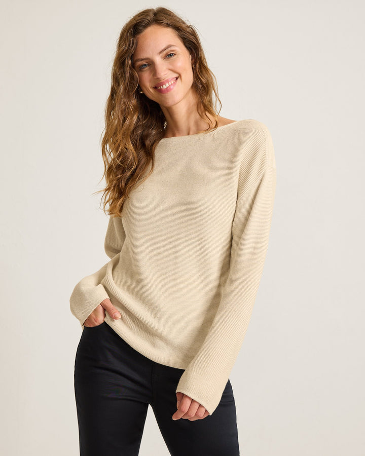 Crystal Sands Seedpearl Bateau Neck Sweater