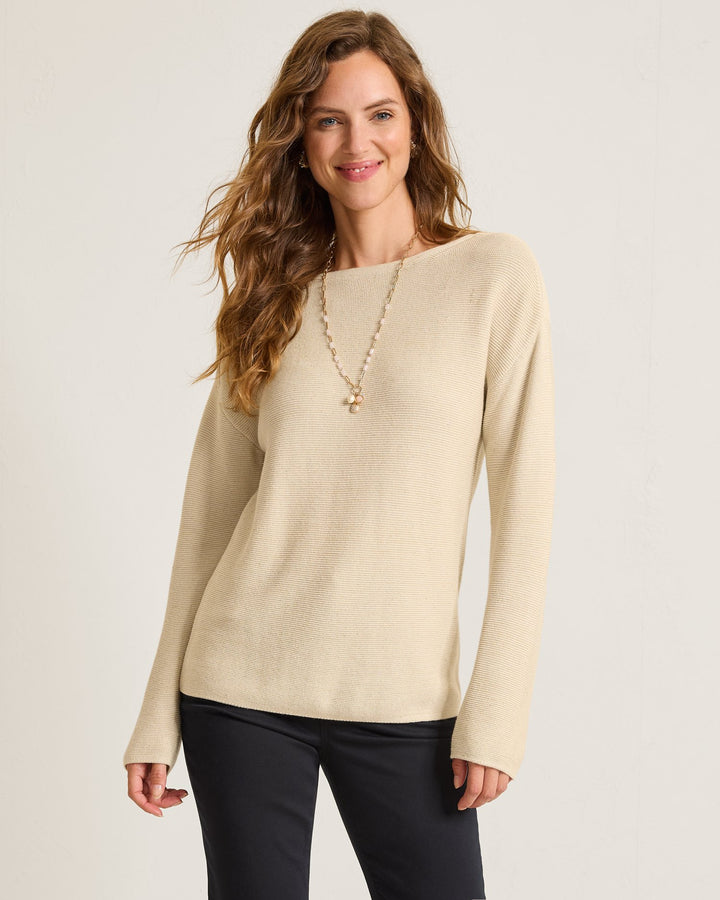 Crystal Sands Seedpearl Bateau Neck Sweater
