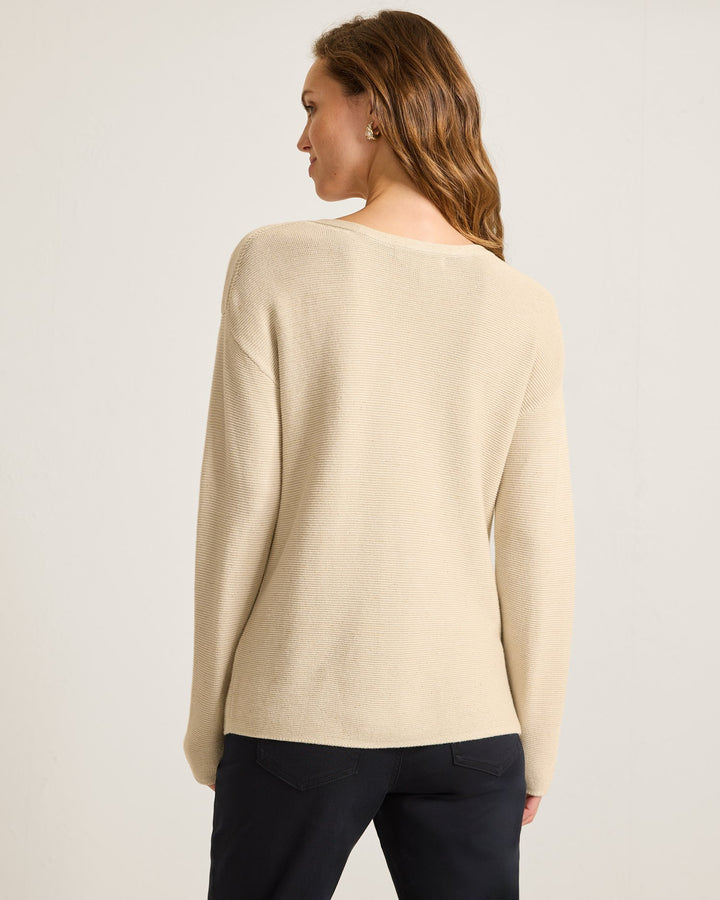 Crystal Sands Seedpearl Bateau Neck Sweater