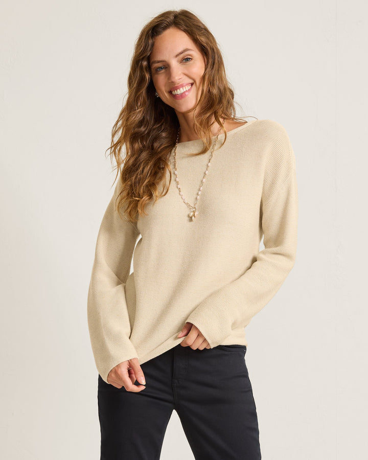 Crystal Sands Seedpearl Bateau Neck Sweater