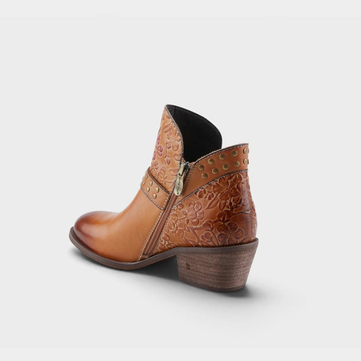 Dainty Lady Floral Embellished Western Ankle Boot