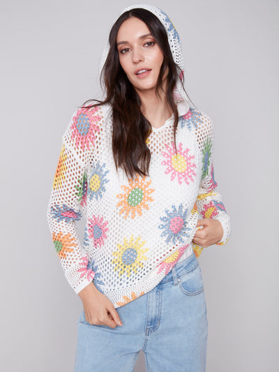 Daisy Crochet Hooded Sweater