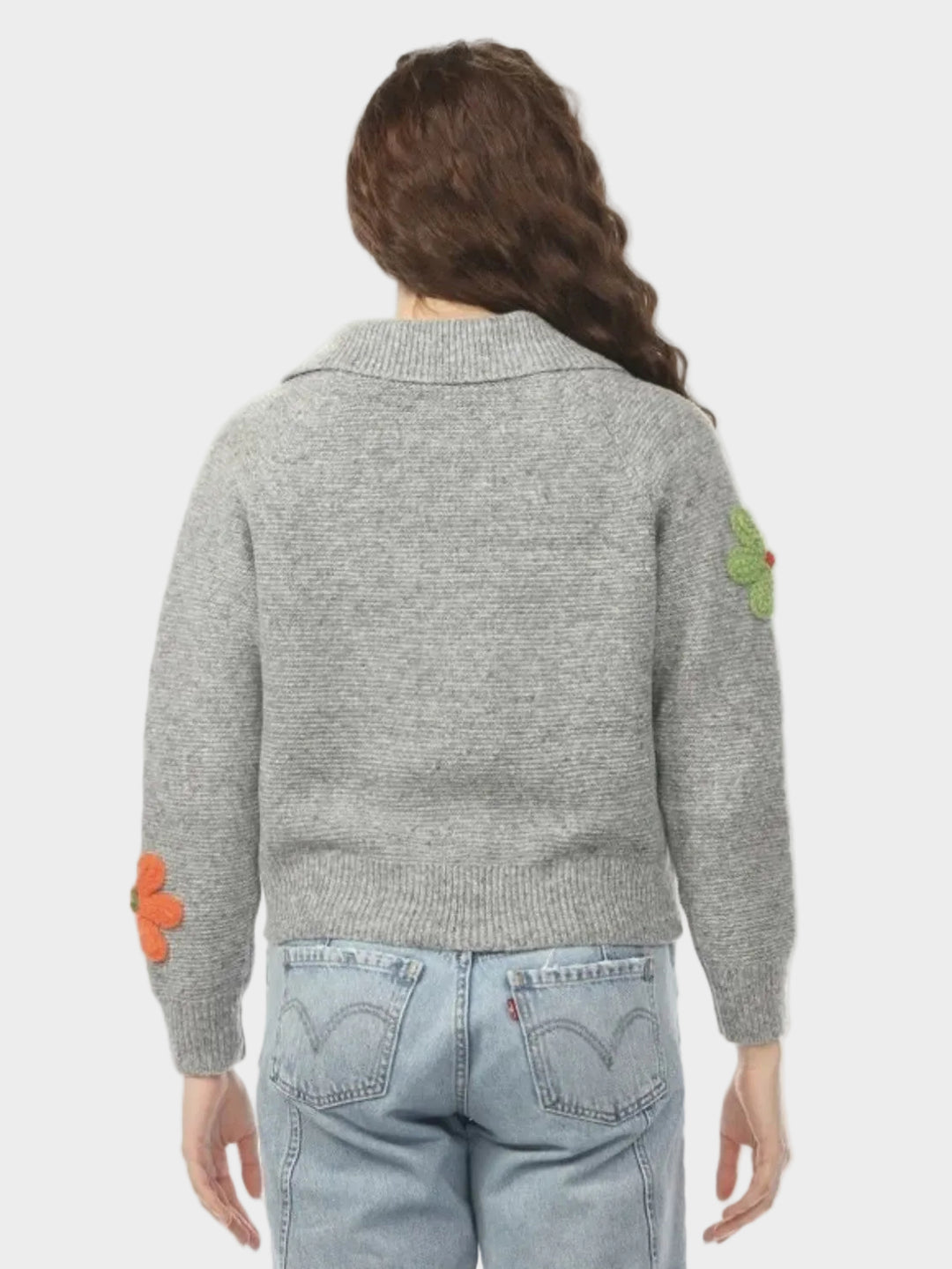 Daisy Floral Zip Knit Sweater