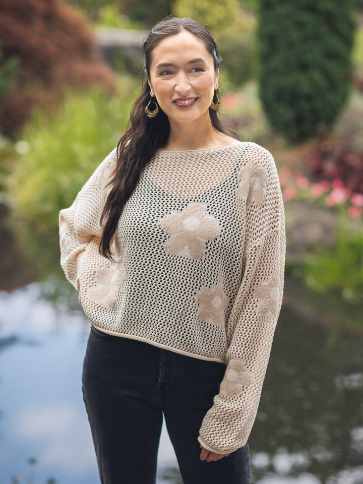 Daisy Pattern Crochet Sweater