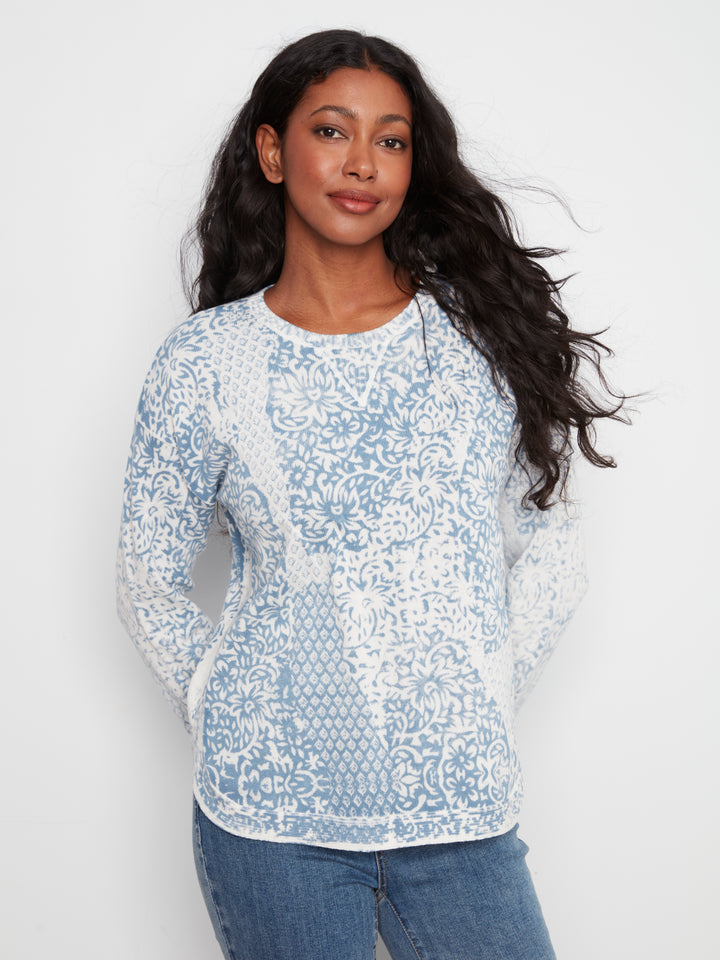Damask Reverse Print Sweater