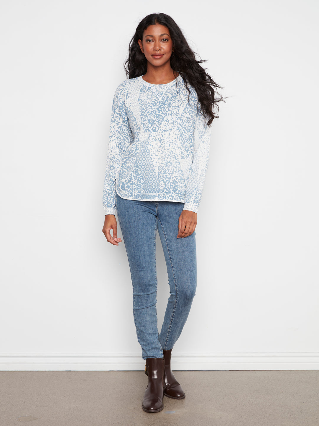 Damask Reverse Print Sweater