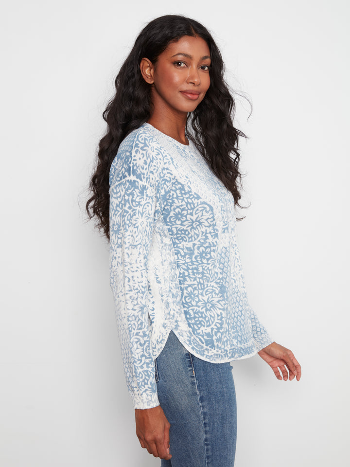 Damask Reverse Print Sweater