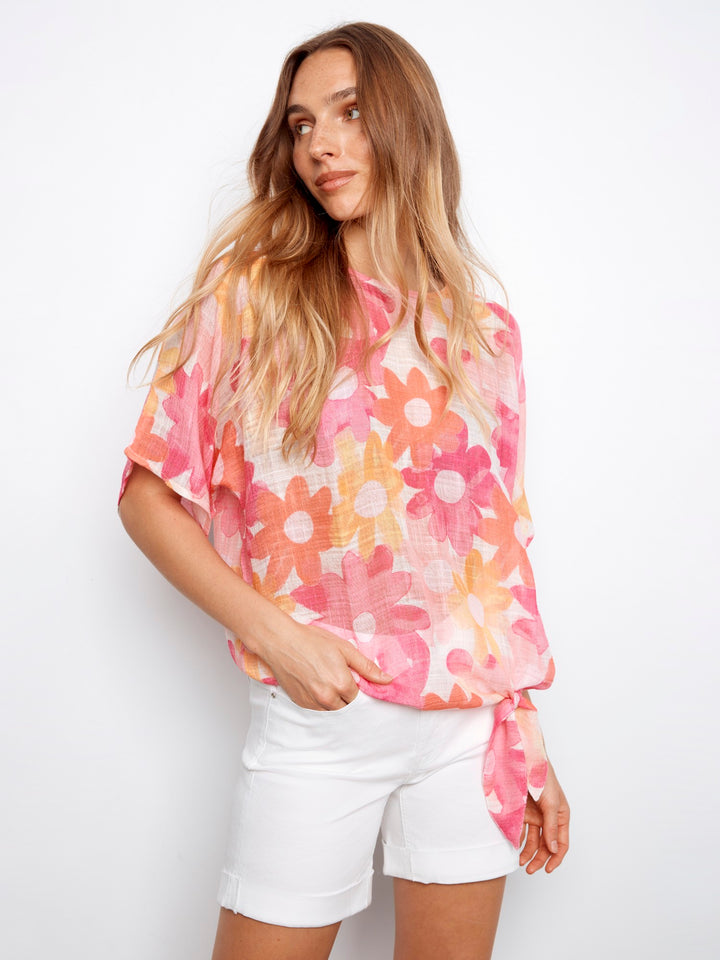 Dandy Floral Print Cotton Gauze Blouse