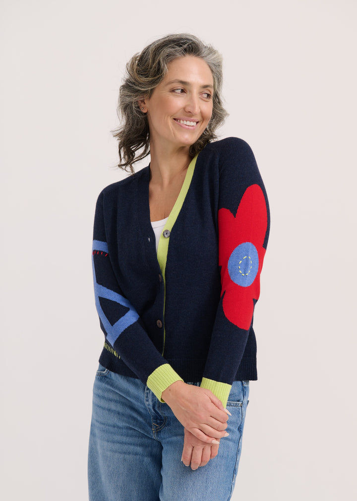 Dark Denim Peace Please Cardi