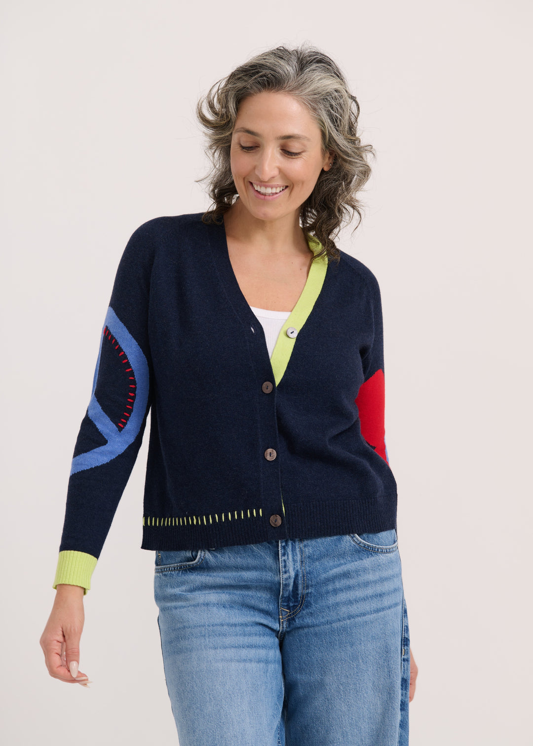 Dark Denim Peace Please Cardi