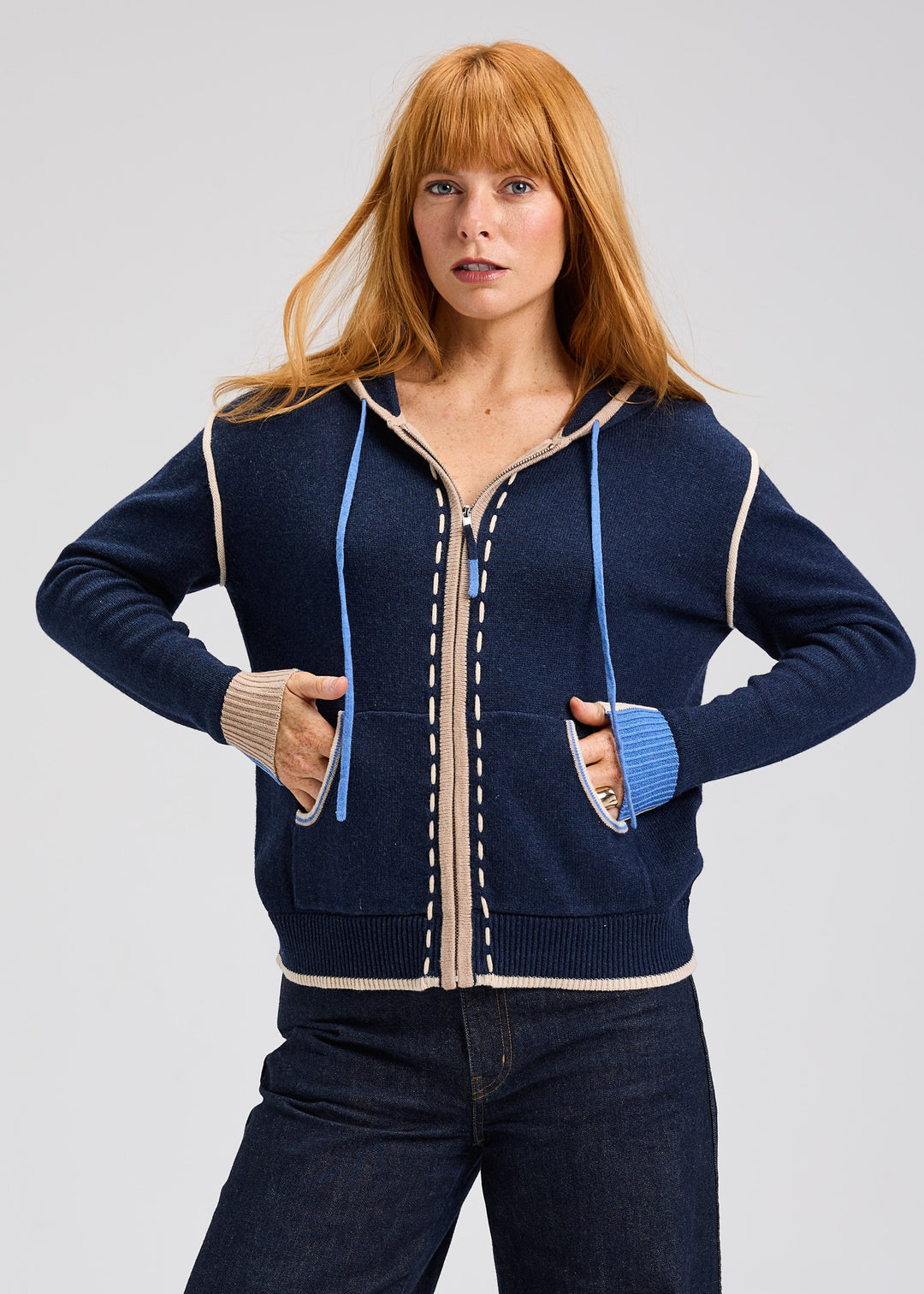 Dark Denim Threaded Hoodie