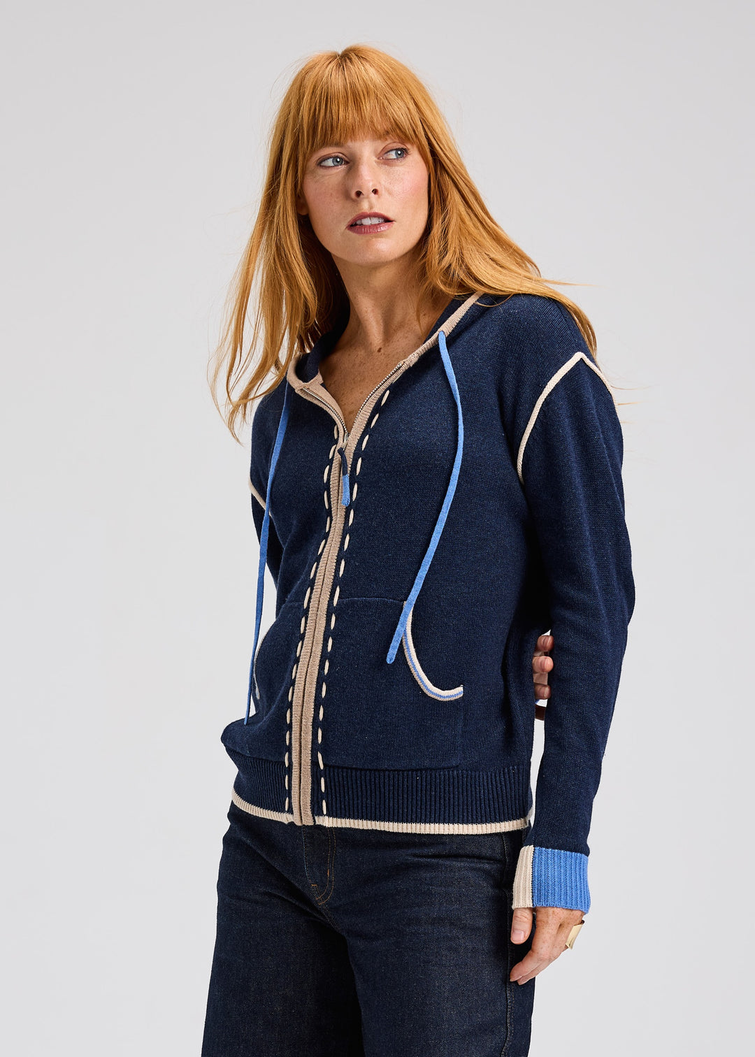 Dark Denim Threaded Hoodie