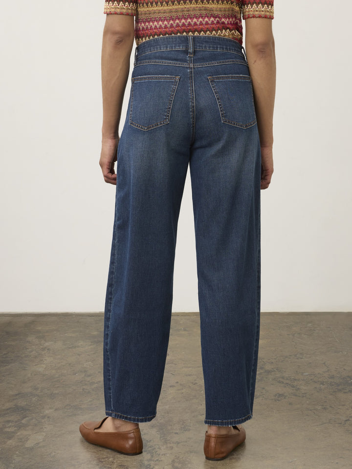 Dark Wash Girlfriend Barrel Ankle Jean