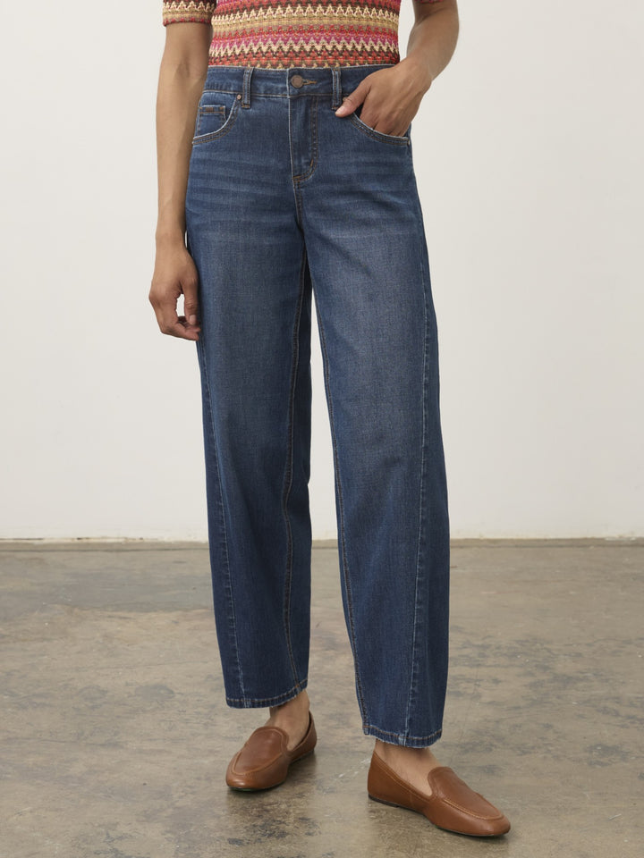 Dark Wash Girlfriend Barrel Ankle Jean