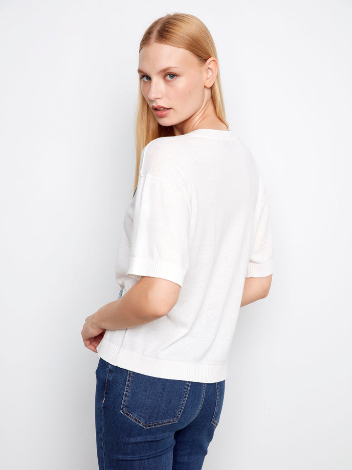 Denim Hearts Crew Neck Sweater