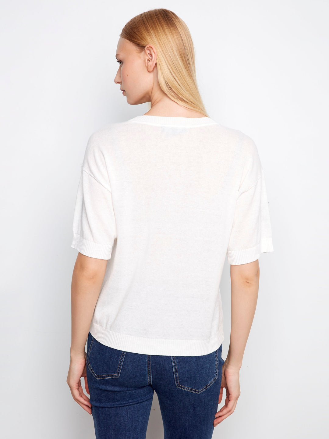 Denim Hearts Crew Neck Sweater