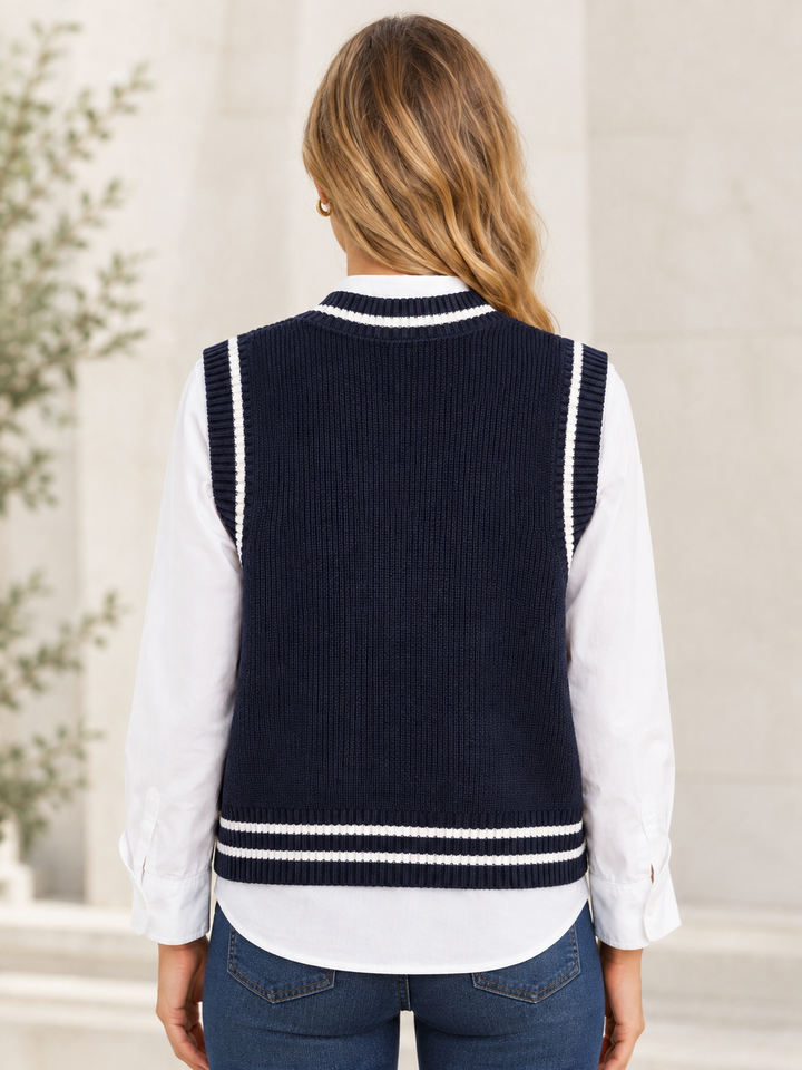 Denim Patch Pocket Cardigan Vest