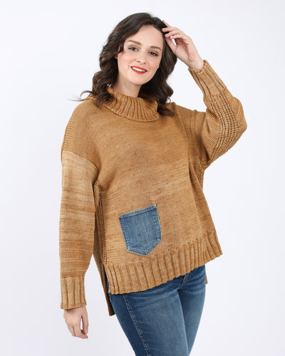Denim Pocket Allie Pullover Sweater