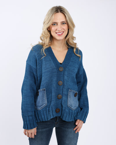 Denim Pocket Bindi Cardigan