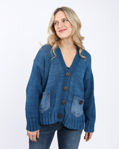 Denim Pocket Bindi Cardigan