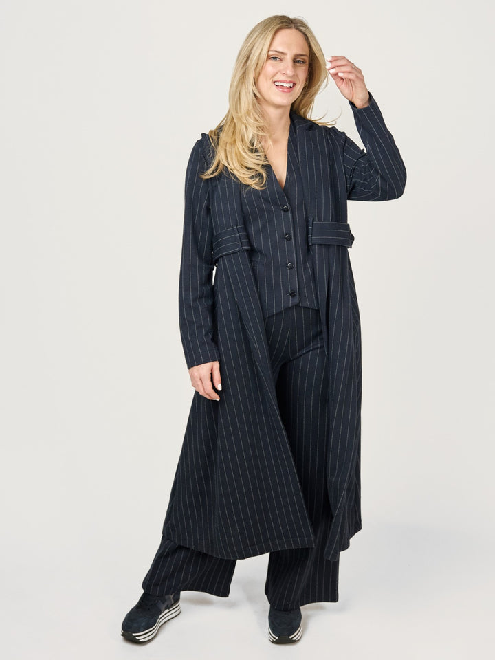 Denver Navy Pinstripe Duster Jacket