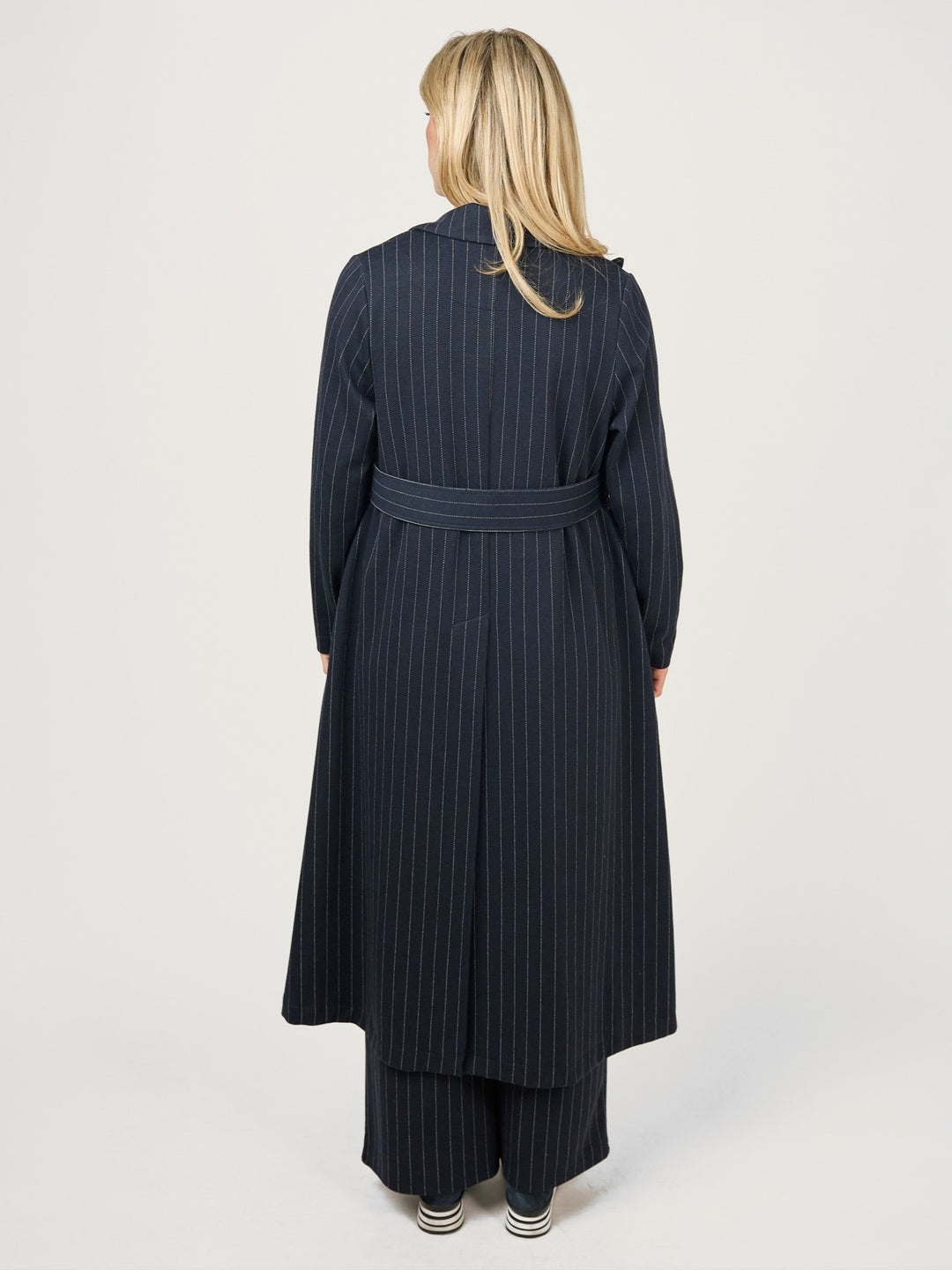 Denver Navy Pinstripe Duster Jacket