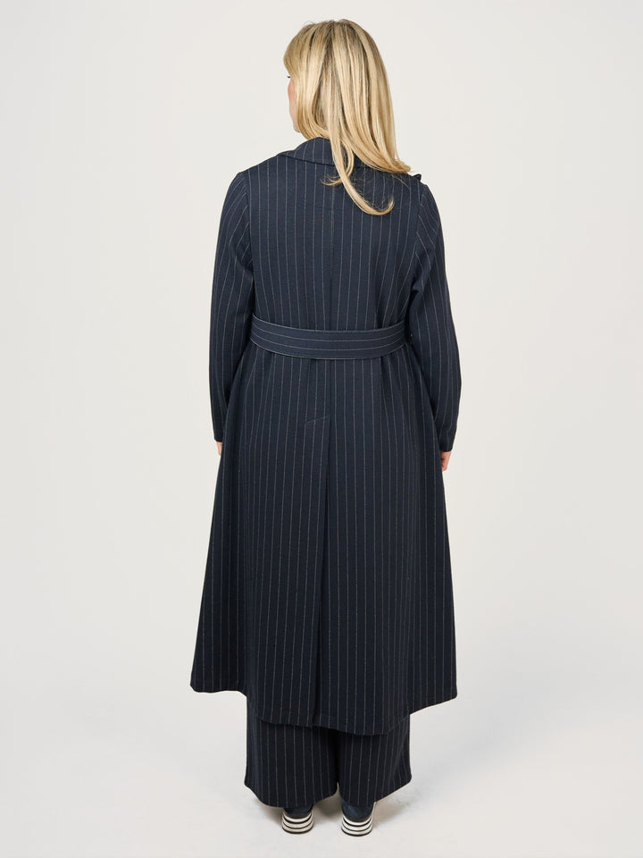 Denver Navy Pinstripe Duster Jacket