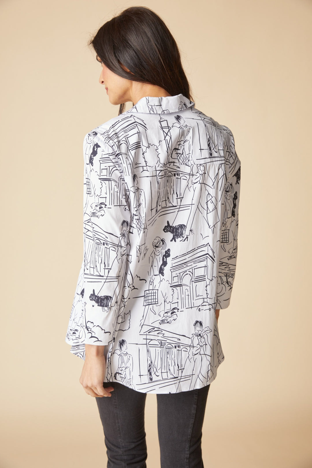 Destination Print Hidden Placket Shirt