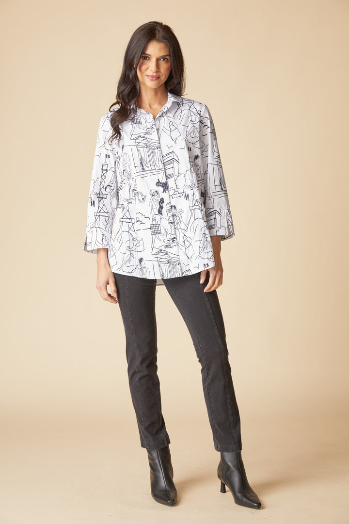 Destination Print Hidden Placket Shirt