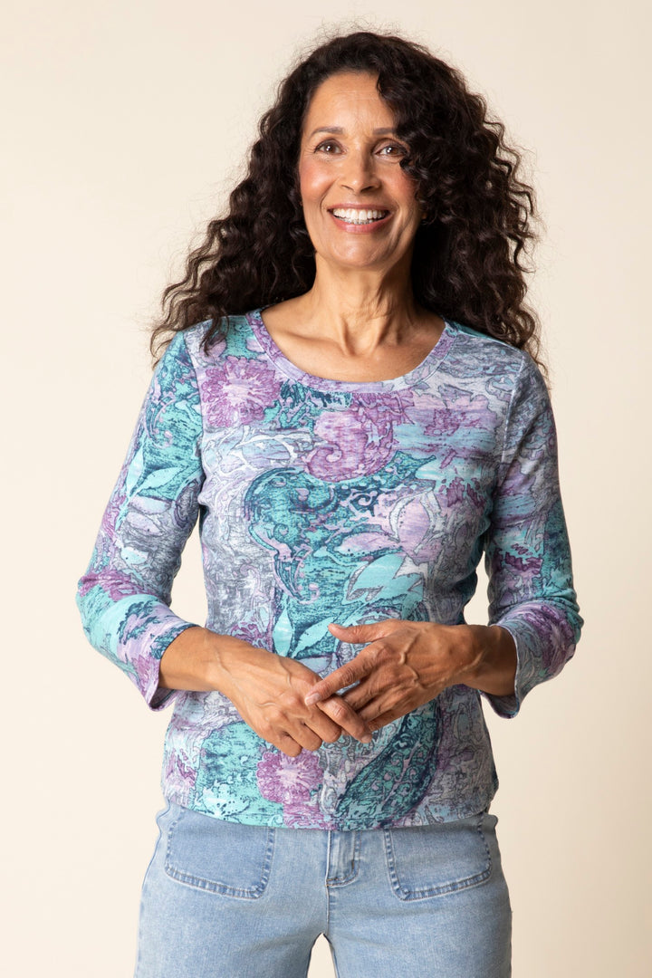 Dewdrop Everyday Crew Neck Print Top