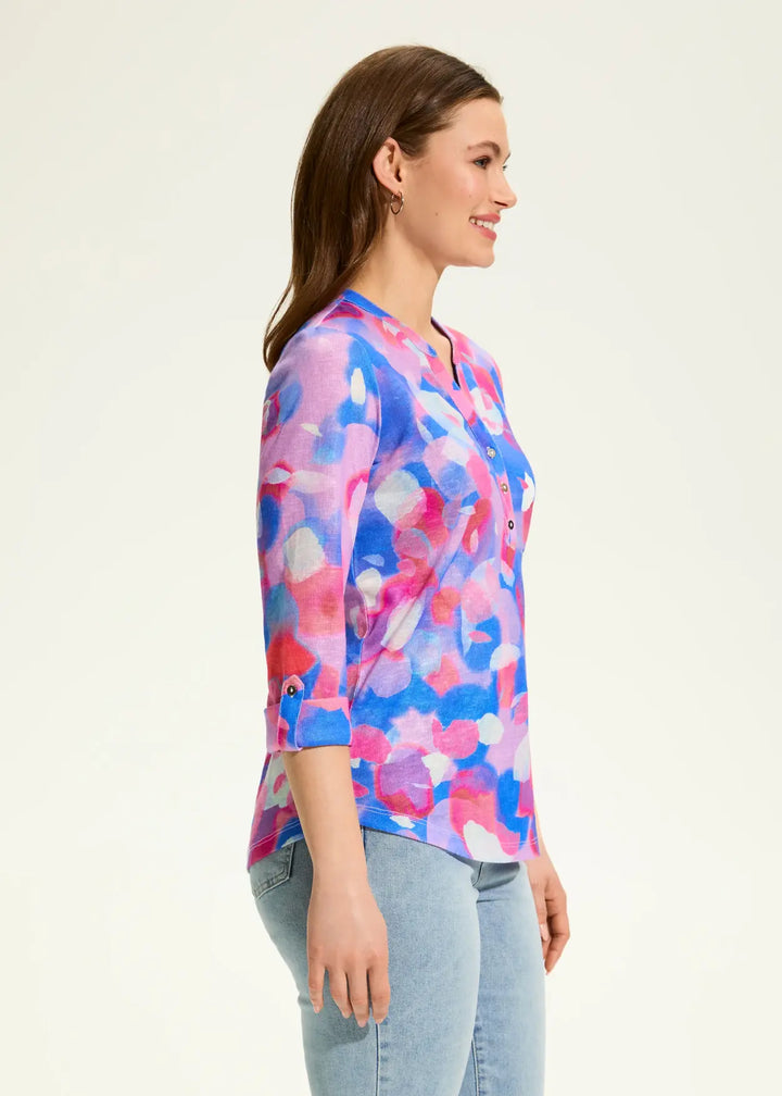 Doppel Light Print Henley Top