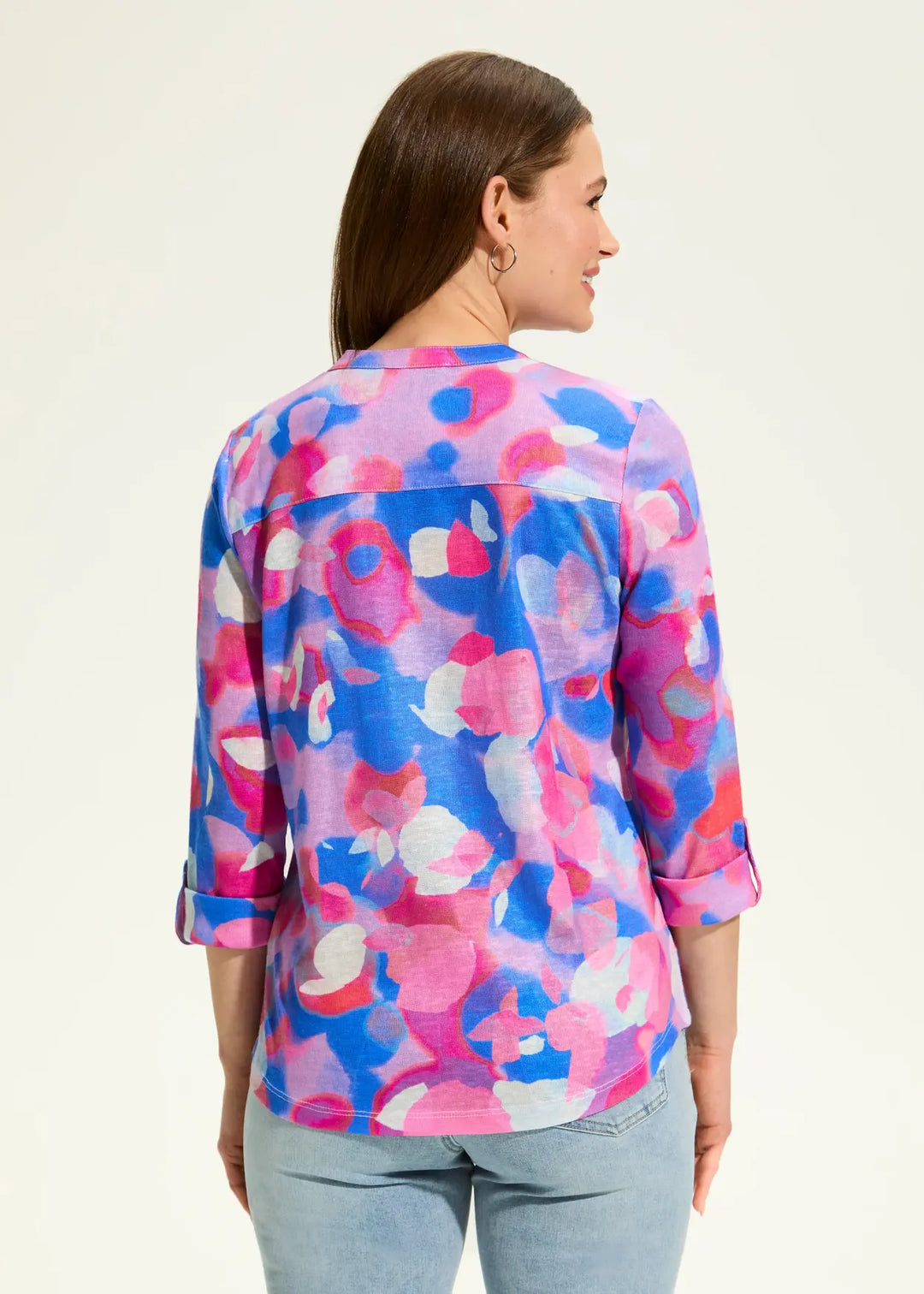 Doppel Light Print Henley Top