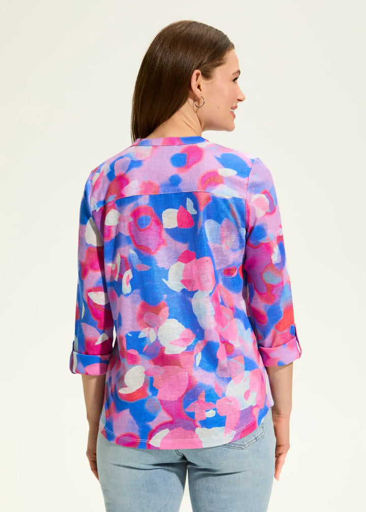 Doppel Light Print Henley Top