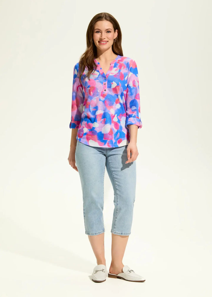 Doppel Light Print Henley Top