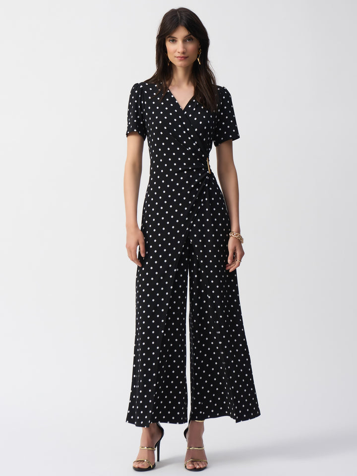 Dot Print Wrap Culotte Jumpsuit