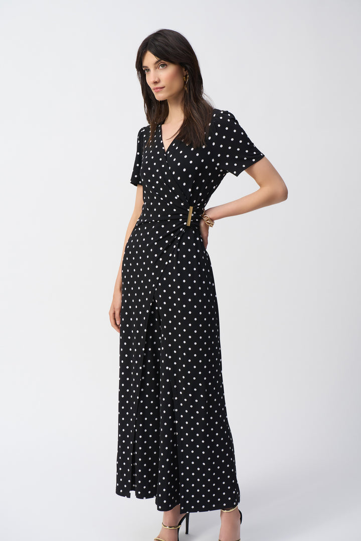 Dot Print Wrap Culotte Jumpsuit