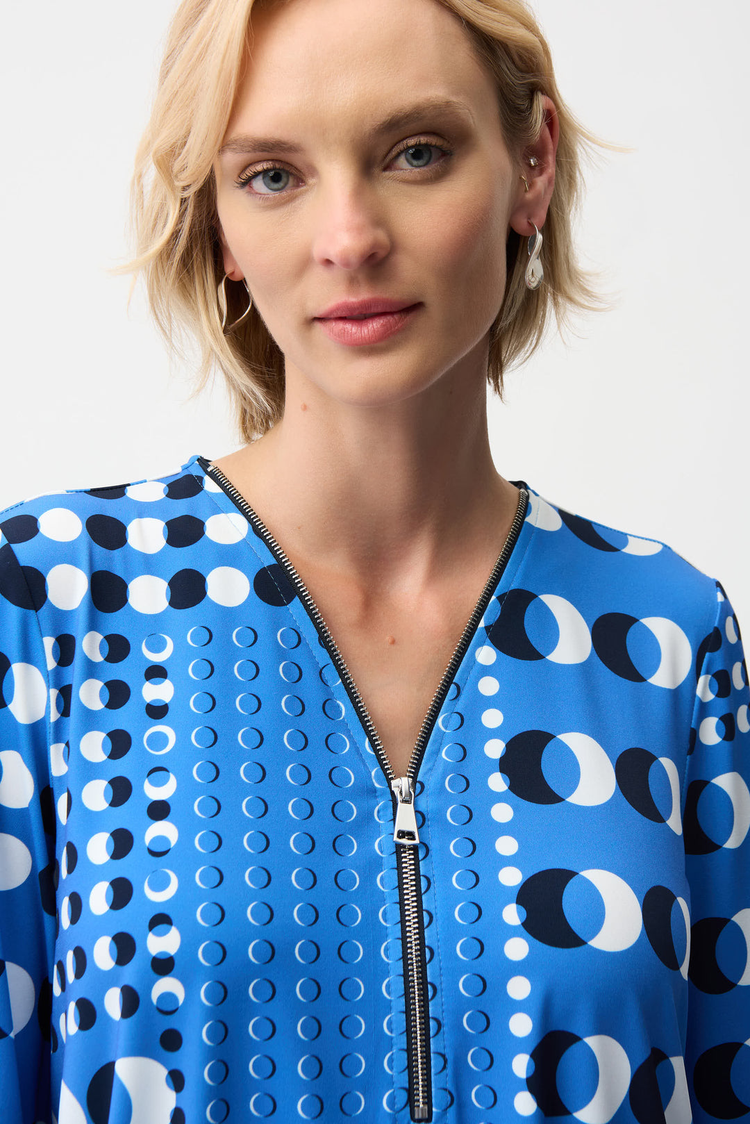 Dot Print Zip Fit and Flare Top