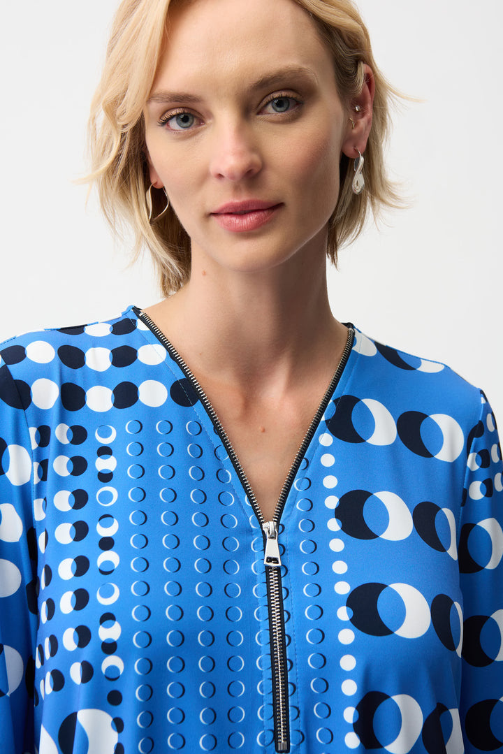 Dot Print Zip Fit and Flare Top