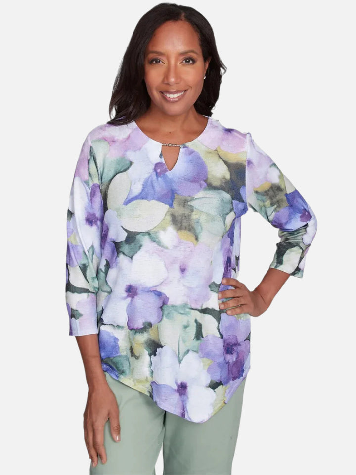 Dramatic Pansies Print Top