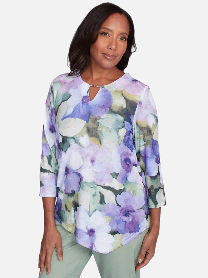 Dramatic Pansies Print Top