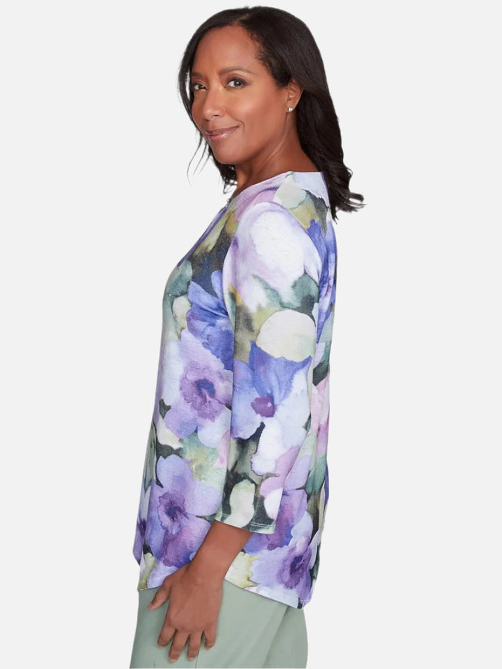 Dramatic Pansies Print Top