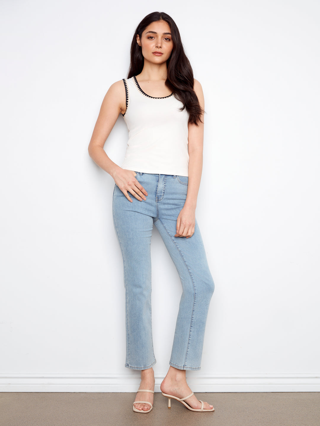 Ecru Crochet Edge Sleeveless Top