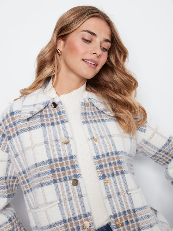 Ecru Eyelash Yarn Jacquard Short Jacket