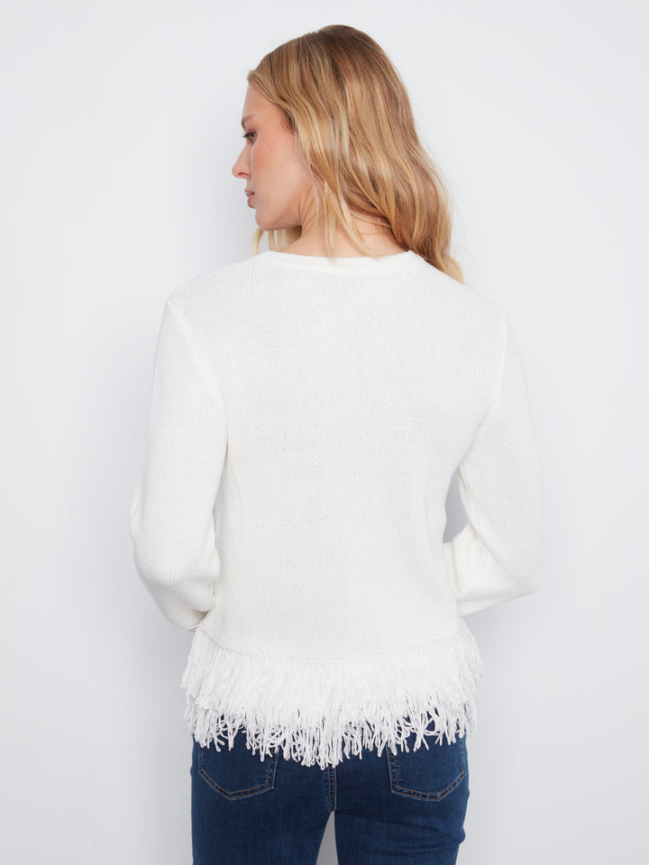 Ecru Fringe Hem Sweater