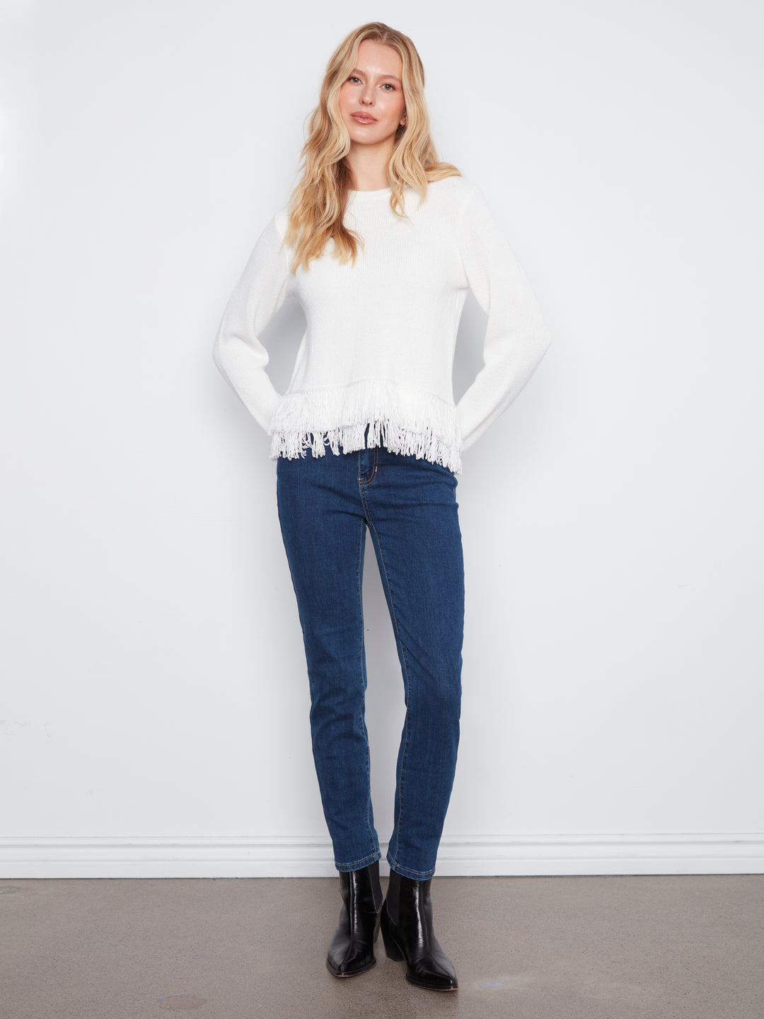 Ecru Fringe Hem Sweater