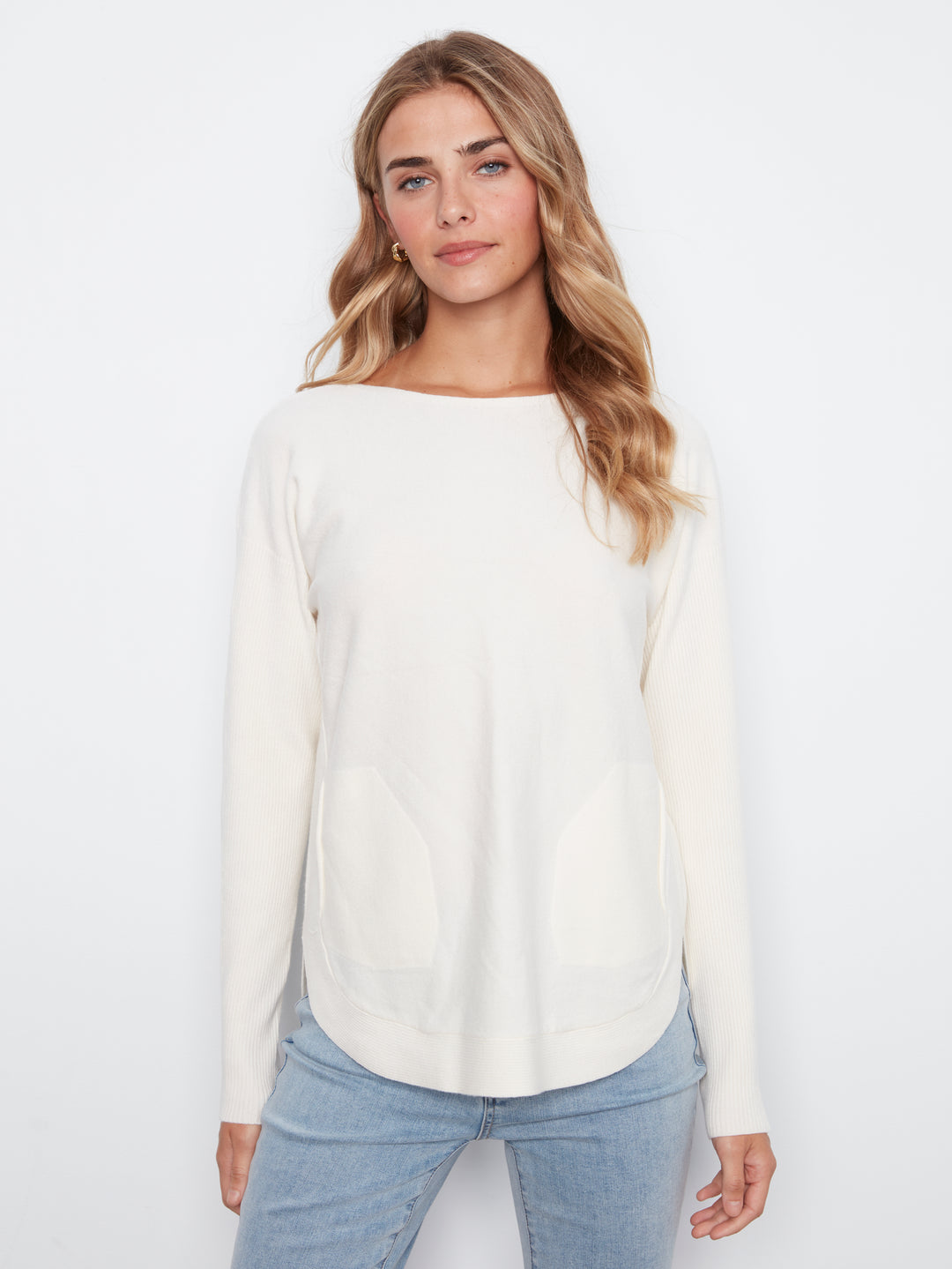 Ecru Lace-Up Back Plushy Knit Sweater