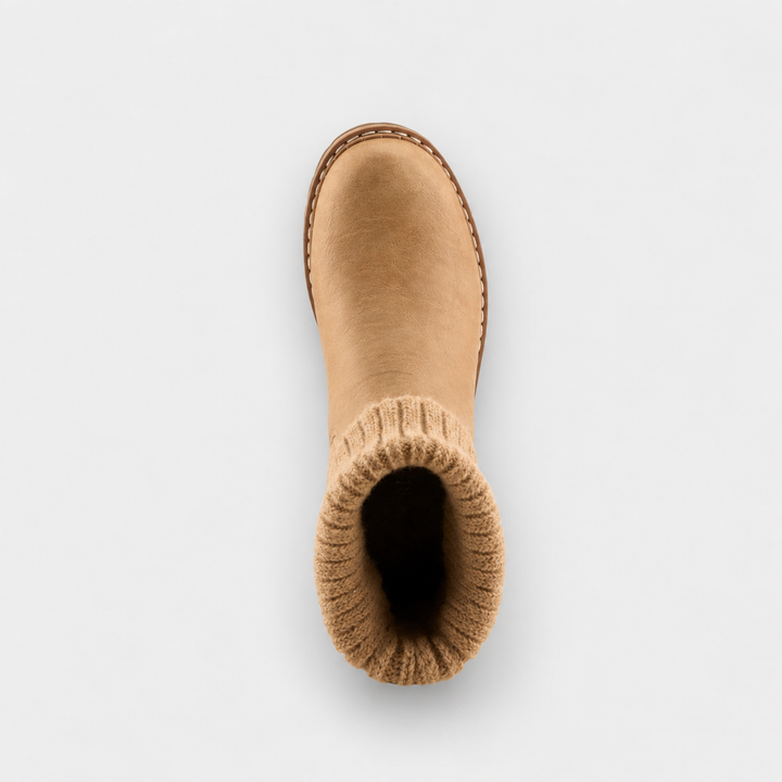 Edran Tan Knit Cuff Bootie
